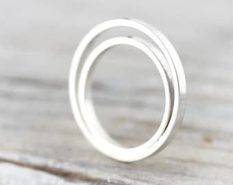 Eclipse double layered ring - recycled sterling silver ring