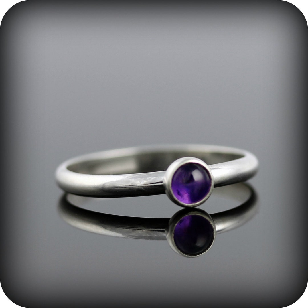 Amethyst Ring Recycled Sterling Silver Ring With Bezel Set - Etsy