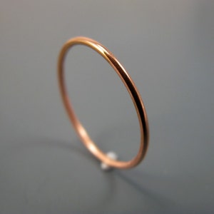 Recycled 14K yellow or rose gold ring smooth stacking skinny ring image 1