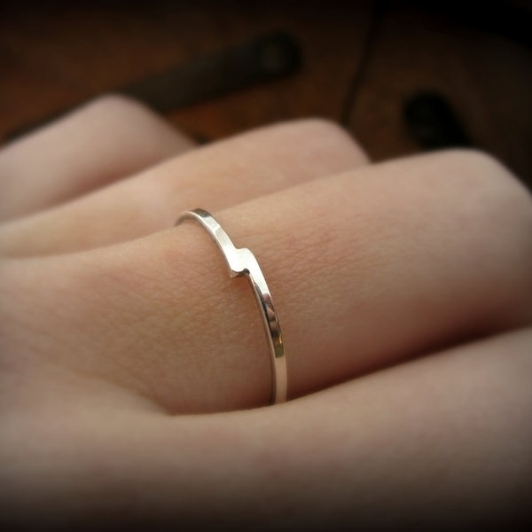Bypass ring - recycled sterling silver ring - silver overlap stacking ring