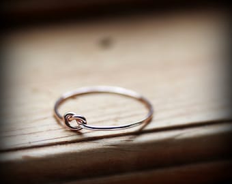 Rose gold knot ring - thin 14K rose gold filled promise ring - bridesmaid gift