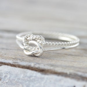 Nautical double knot ring - silver or yellow gold filled ring, friendship ring