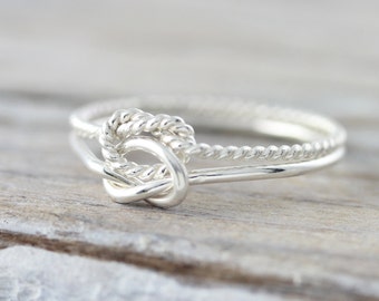 Nautical double knot ring - silver or yellow gold filled ring, friendship ring