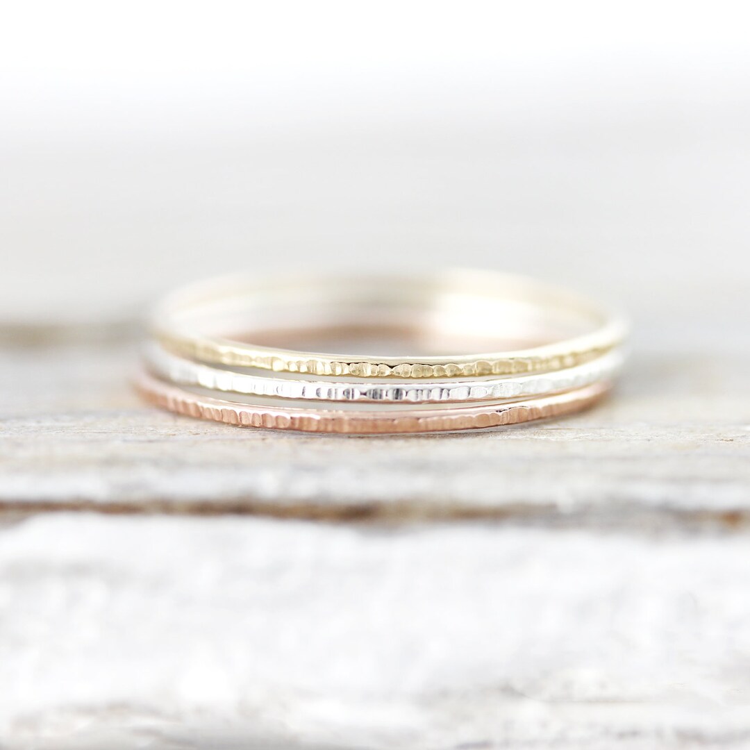 Thin Line Rings Extra Thin Lined Stacking Ring, Round Edge Ring in Sterling Silver or ...
