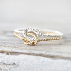 Twisted double knot ring - silver or yellow gold filled ring - promise ring