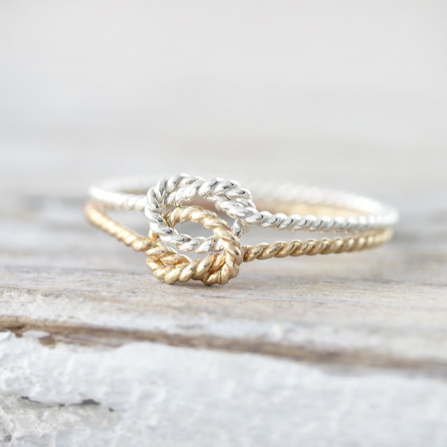 Twisted double knot ring silver or yellow gold filled ring Etsy