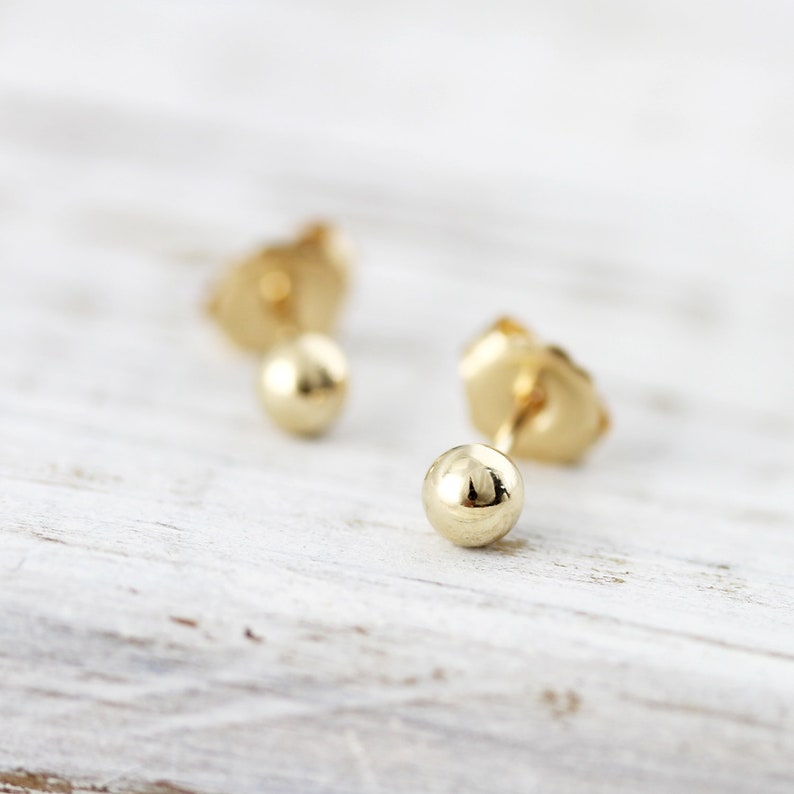 Small ball studs silver, yellow or rose gold filled earrings image 2