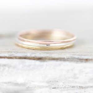 Extra thin Hammered stacking ring in sterling silver or gold filled 0.8mm