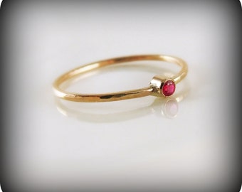 Ruby ring - recycled 14K gold ring with bezel-set stone