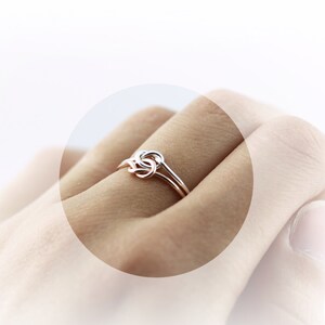 Double knot ring silver and rose or yellow gold filled ring, friendship or promise ring image 3