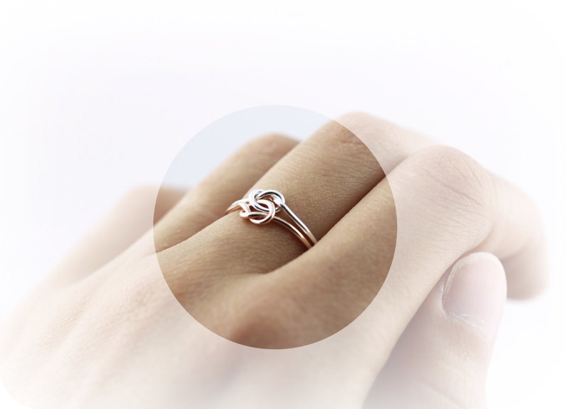 Double knot ring silver and rose or yellow gold filled ring, friendship or promise ring image 3