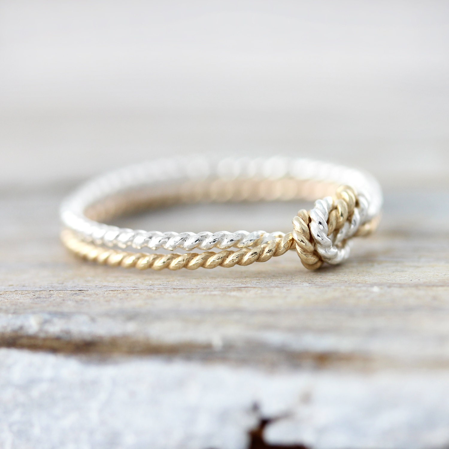 Two Strand Twisted Knot Ring Silver and Gold Filled Ring - Etsy Canada