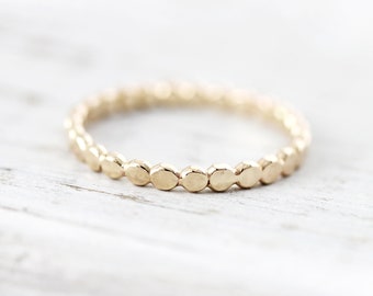 Flattened bead stacking ring in sterling silver, gold filled or rose gold filled