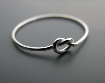 Simple knot ring - thin recycled sterling silver promise ring (20 gauge)