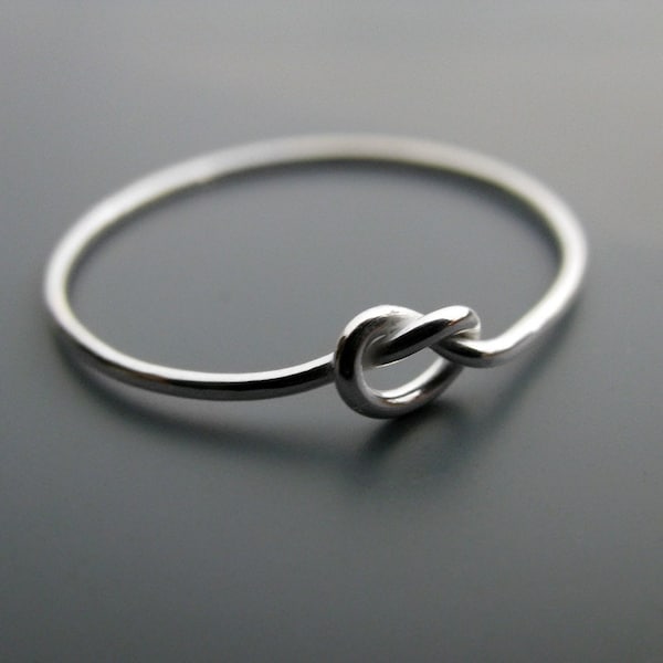 Simple knot ring - thin recycled sterling silver promise ring (20 gauge)