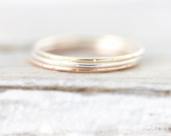 Extra thin Notched stacking ring in sterling silver or gold filled 0.8mm