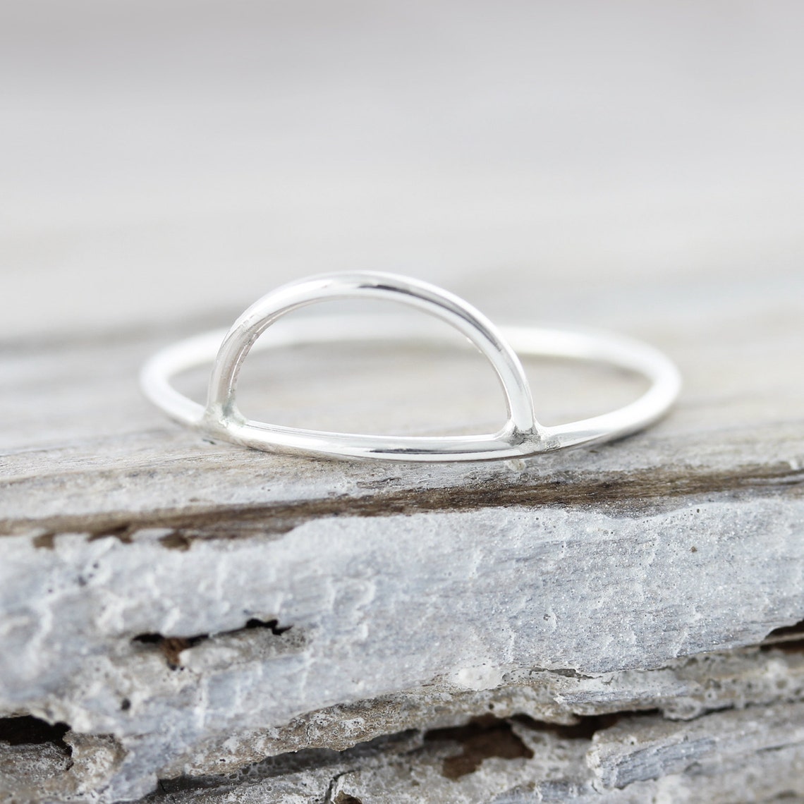 Half Moon Ring in Sterling Silver - Half Circle Silver Stacking Ring - Etsy