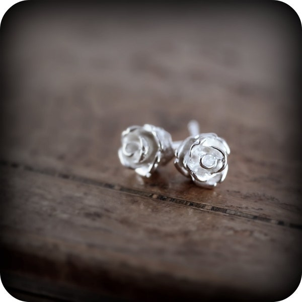 Rose earrings - sterling silver earrings
