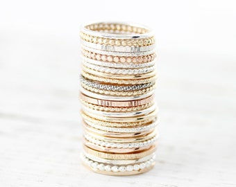 Pick your favorite Medium stacking rings in sterling silver or gold filled 1.3mm