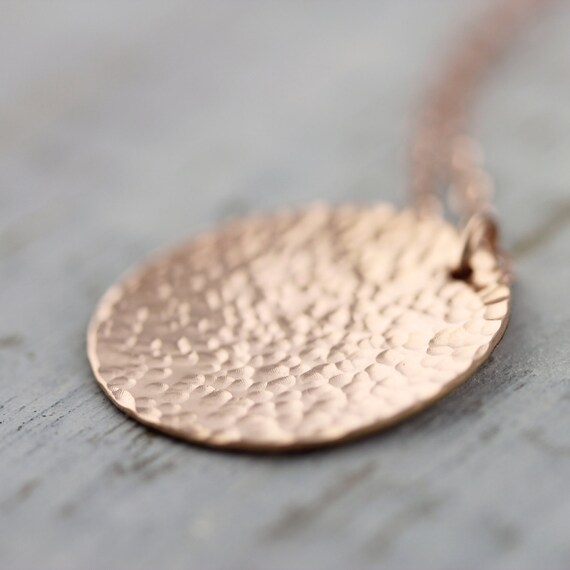 Rose gold store disk pendant