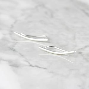 Simple ear climber sterling silver earring ear crawler image 1