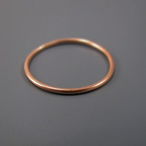 Recycled 14K yellow or rose gold ring smooth stacking skinny ring image 3