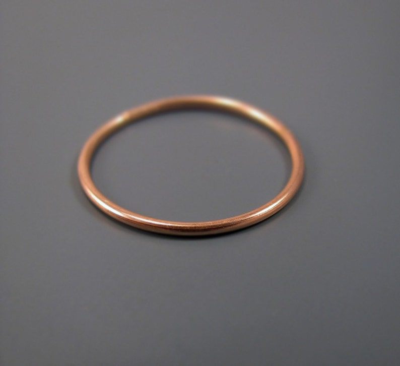 Recycled 14K yellow or rose gold ring smooth stacking skinny ring image 3