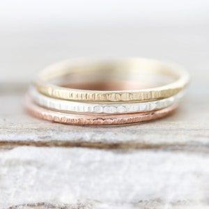 Medium Lined stacking ring, round edge ring in sterling silver or gold filled 1.3mm