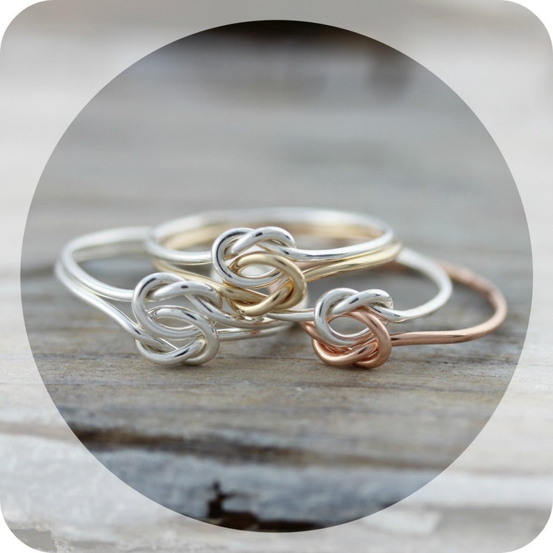 Double knot ring silver and rose or yellow gold filled ring, friendship or promise ring image 5