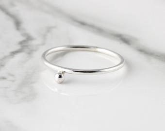 Silver bead ring - recycled sterling silver ring