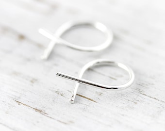 Small ribbon earrings - silver or gold filled earrings