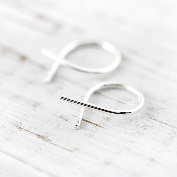 Boucles d'oreilles petits rubans en argent ou or laminé