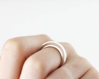 Eclipse double layered ring - recycled sterling silver ring