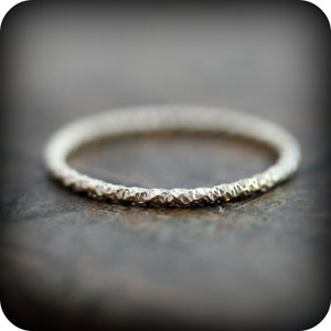 Medium Crinkled stacking ring in sterling silver or gold filled, textured skinny ring 1.3mm image 4
