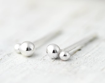 Two dot studs - tiny sterling silver earrings
