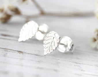 Tiny leaf earrings - sterling silver earrings