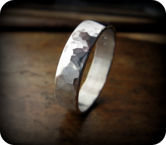 5mm Hammered Recycled Sterling Silver Band Etsy Australia