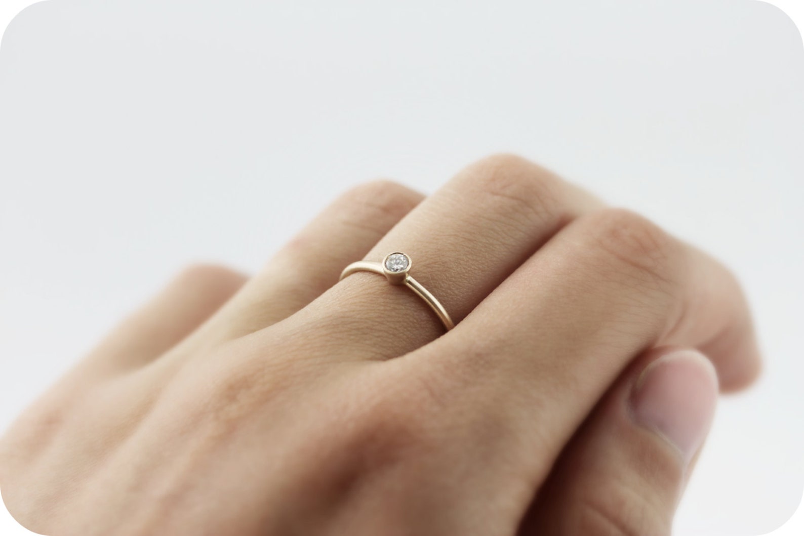 Recycled 14K Gold and Diamond Engagement Ring 0.10ct Bezel Etsy