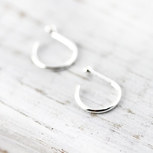 Tiny ball huggies earrings - sterling silver open hoops