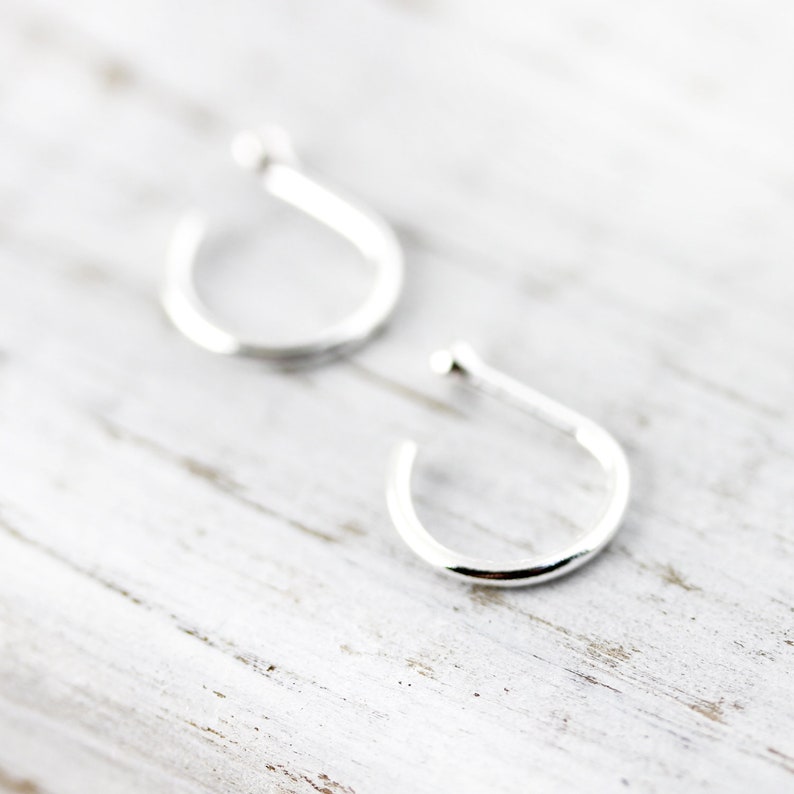 Tiny ball huggies earrings sterling silver open hoops image 1