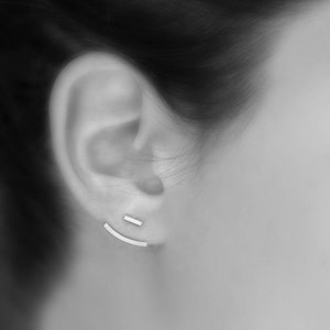 Ear jackets sterling silver earrings silver bar or pearl studs image 1