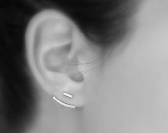 Ear jackets - sterling silver earrings - silver bar or pearl studs