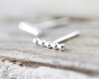Small beaded studs - sterling silver earrings