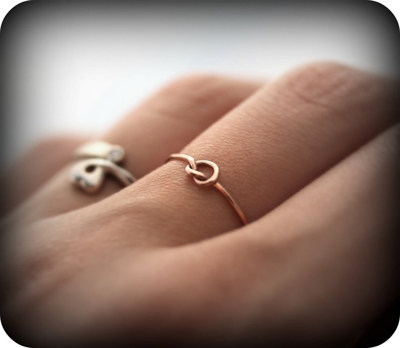 Knot ring solid 14K rose gold ring image 2