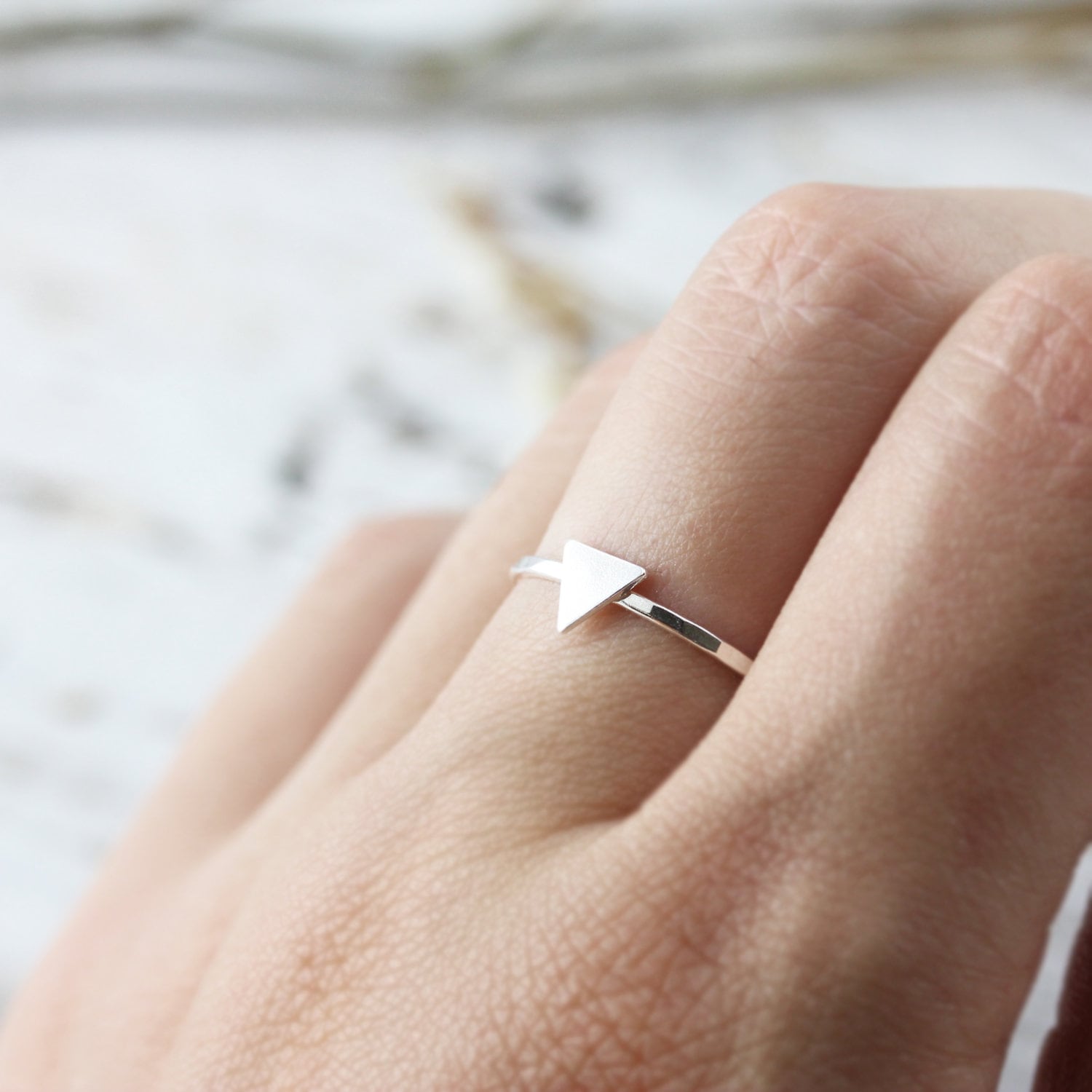 Small Triangle Ring - Sterling Silver Ring - Etsy