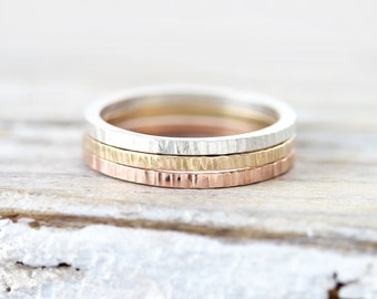 Medium Lined stacking ring in sterling silver, gold filled or rose gold filled 1.3mm