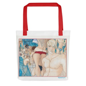 Pool Party Sommer Tragetasche - Gay Art, LGBTQ + Accessoire am Pool, wiederverwendbare Tasche, preisgekröntes Kunstwerk von Jason Duffy