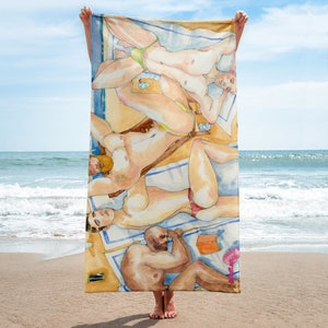 Beach Buns Beach Towel – Artistic Swim Towel, Unique Summer Accessory, Original LGBTQ+ Artwork by Jason Duffy