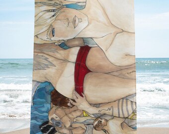 Pool Party Strandtuch - LGBTQ + preisgekrönte Kunst, künstlerisches Schwimmtuch, Original Kunstwerk von Jason Duffy