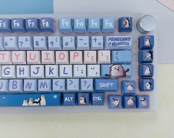 Penguins of Madagascar Inspired Keycaps PBT 129 Set Cherry Profile for Mechanical Keyboards